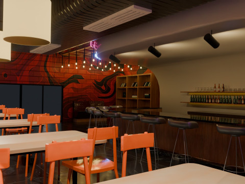 Bar interior - Low Poly 3D Model