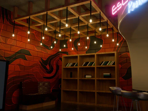 Bar-Interieur &ndash; Low Poly 3D Modell