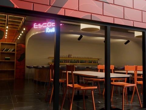 Bar-Interieur &ndash; Low Poly 3D Modell