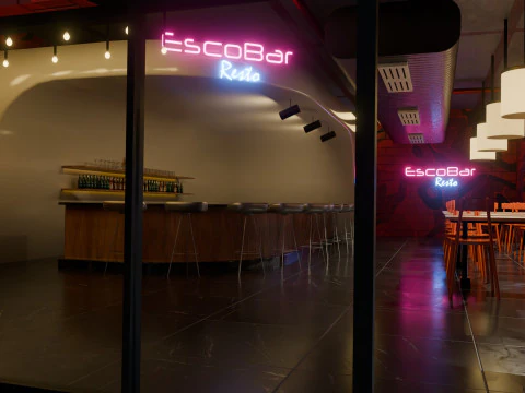 Bar-Interieur &ndash; Low Poly 3D Modell