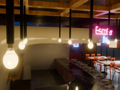 Bar-Interieur &ndash; Low Poly 3D Modell