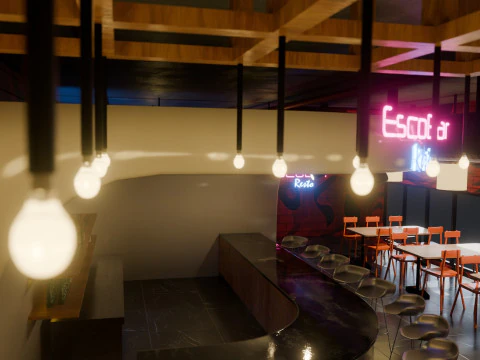 Bar-Interieur &ndash; Low Poly 3D Modell