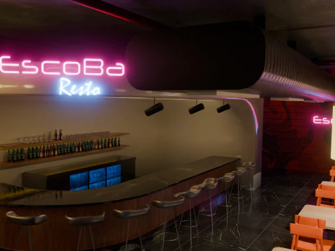 Bar-Interieur &ndash; Low Poly 3D Modell