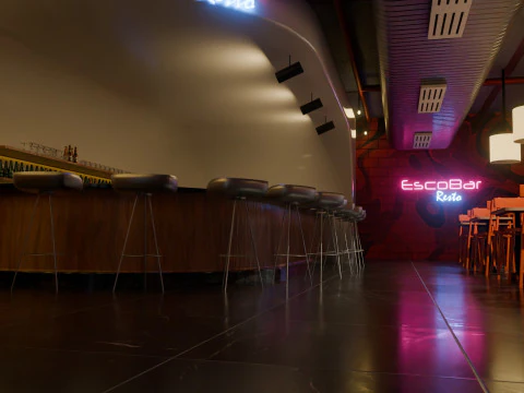 Bar-Interieur &ndash; Low Poly 3D Modell