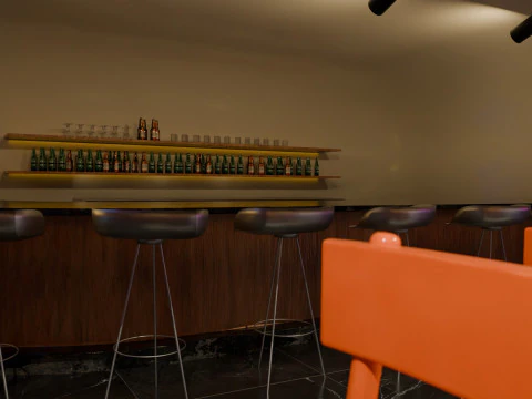 Bar-Interieur &ndash; Low Poly 3D Modell