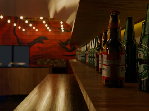 Bar-Interieur &ndash; Low Poly 3D Modell