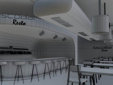 Bar interior - Low Poly 3D Model