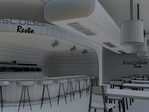 Bar-Interieur &ndash; Low Poly 3D Modell