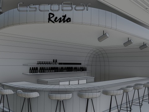 Bar interior - Low Poly 3D Model