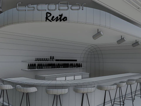 Bar-Interieur &ndash; Low Poly 3D Modell