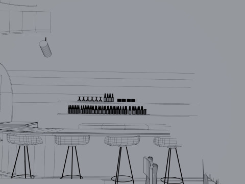 Bar interior - Low Poly 3D Model