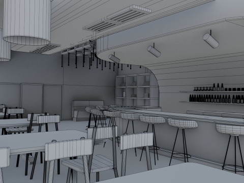 Bar interior - Low Poly 3D Model