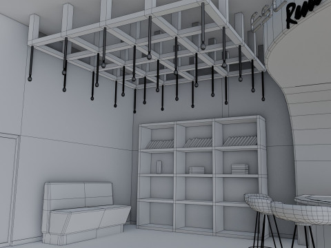Bar interior - Low Poly 3D Model
