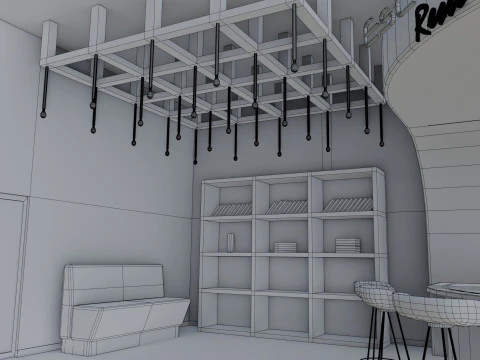 Bar-Interieur &ndash; Low Poly 3D Modell