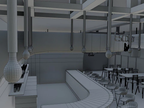 Bar-Interieur &ndash; Low Poly 3D Modell