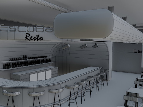 Bar interior - Low Poly 3D Model