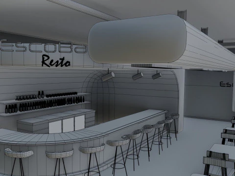Bar-Interieur &ndash; Low Poly 3D Modell