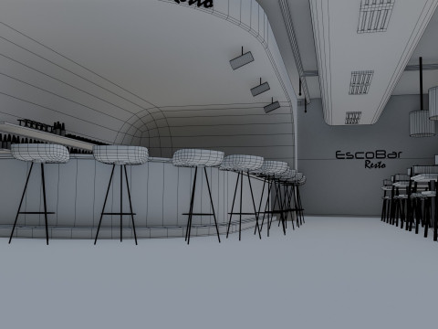 Bar interior - Low Poly 3D Model