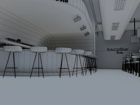 Bar-Interieur &ndash; Low Poly 3D Modell