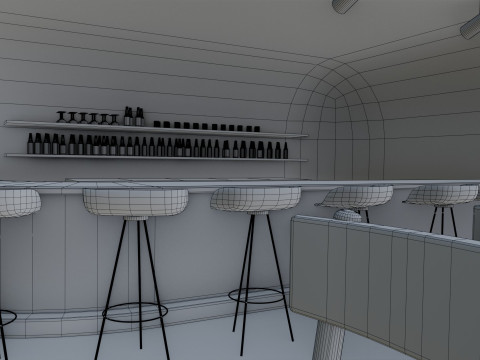 Bar interior - Low Poly 3D Model