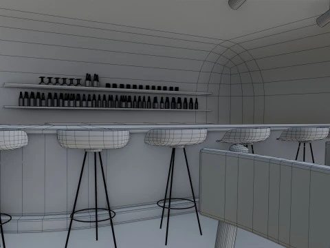 Bar-Interieur &ndash; Low Poly 3D Modell