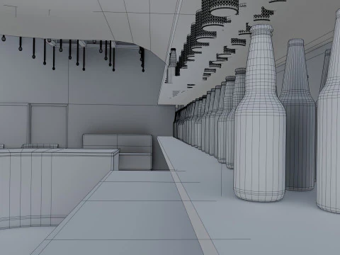 Bar-Interieur &ndash; Low Poly 3D Modell