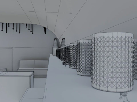 Bar-Interieur &ndash; Low Poly 3D Modell