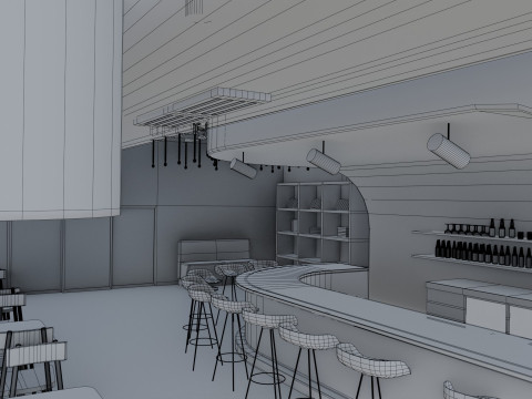 Bar interior - Low Poly 3D Model