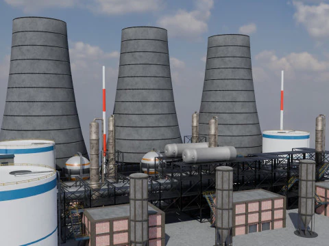 Refinery Unit - Low-poly - Game Ready - PBR 3D Model
