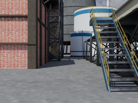 Jednostka rafineryjna — Low-poly — Gotowa do gry — PBR Model 3D