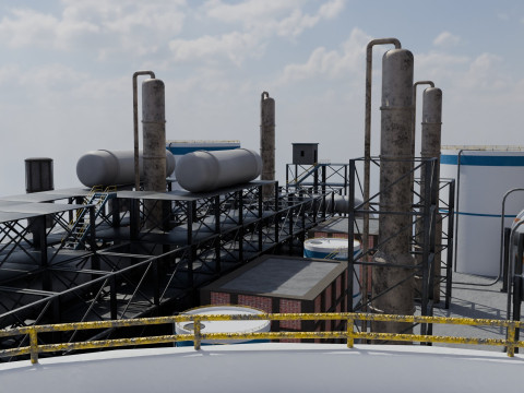 Jednostka rafineryjna — Low-poly — Gotowa do gry — PBR Model 3D