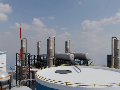 Refinery Unit - Low-poly - Game Ready - PBR 3D Model