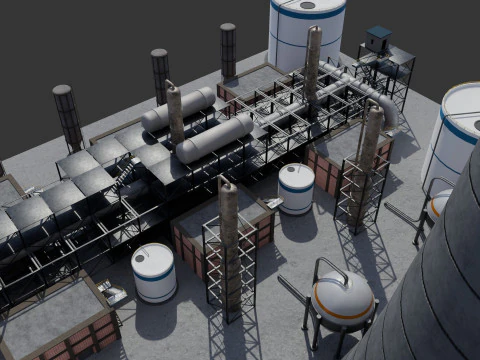 Refinery Unit - Low-poly - Game Ready - PBR 3D Model