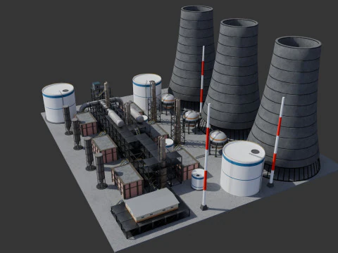 Refinery Unit - Low-poly - Game Ready - PBR 3D Model