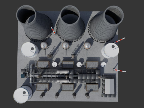 Jednostka rafineryjna — Low-poly — Gotowa do gry — PBR Model 3D