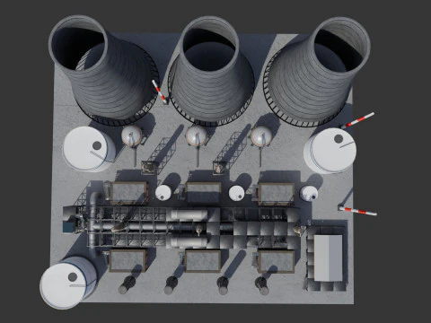 Refinery Unit - Low-poly - Game Ready - PBR 3D Model