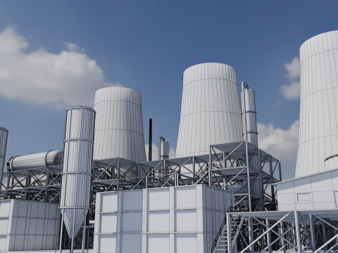 Jednostka rafineryjna — Low-poly — Gotowa do gry — PBR Model 3D