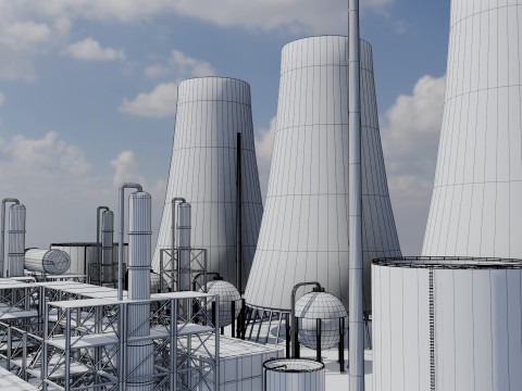 Jednostka rafineryjna — Low-poly — Gotowa do gry — PBR Model 3D
