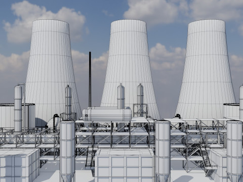 Jednostka rafineryjna — Low-poly — Gotowa do gry — PBR Model 3D