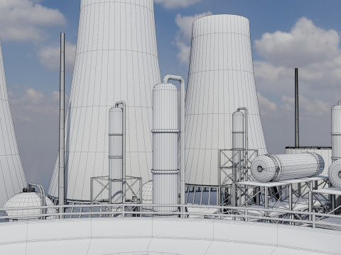 Jednostka rafineryjna — Low-poly — Gotowa do gry — PBR Model 3D