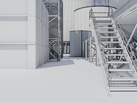 Jednostka rafineryjna — Low-poly — Gotowa do gry — PBR Model 3D