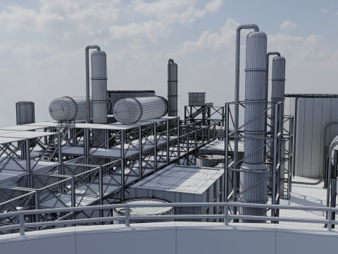 Jednostka rafineryjna — Low-poly — Gotowa do gry — PBR Model 3D