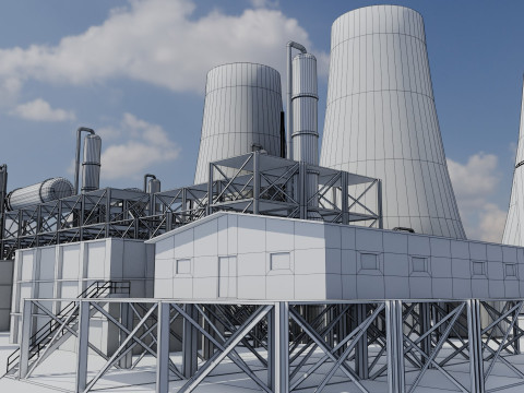 Jednostka rafineryjna — Low-poly — Gotowa do gry — PBR Model 3D