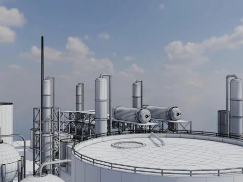 Refinery Unit - Low-poly - Game Ready - PBR 3D Model