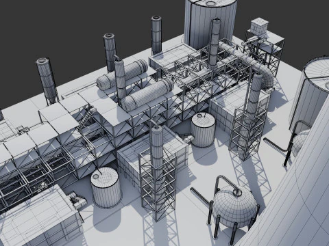 Refinery Unit - Low-poly - Game Ready - PBR 3D Model