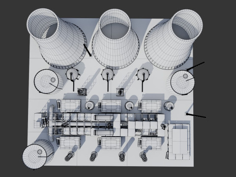 Jednostka rafineryjna — Low-poly — Gotowa do gry — PBR Model 3D