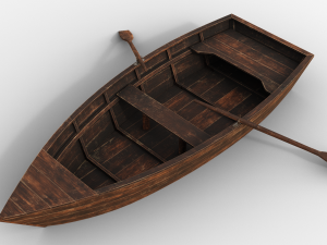 wooden boat game asset Modelo 3D