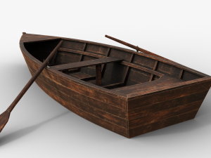 wooden boat game asset Modelo 3D