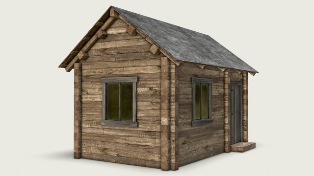 wooden log cabin 3D 模型 .c4d .max .obj .3ds .fbx .stl .blend 