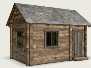 wooden log cabin 3D 模型